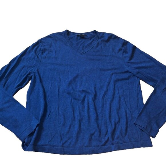 Banana Republic Mens Sweater Luxury Blend Navy Blue Long Sleeve V-Neck Size M